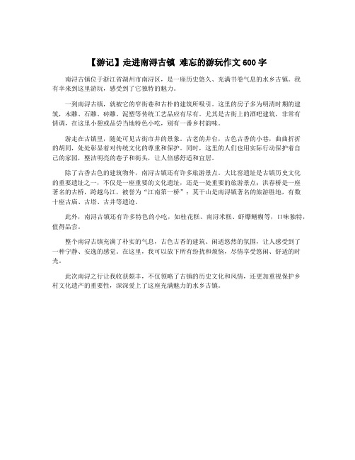 【游记】走进南浔古镇 难忘的游玩作文600字