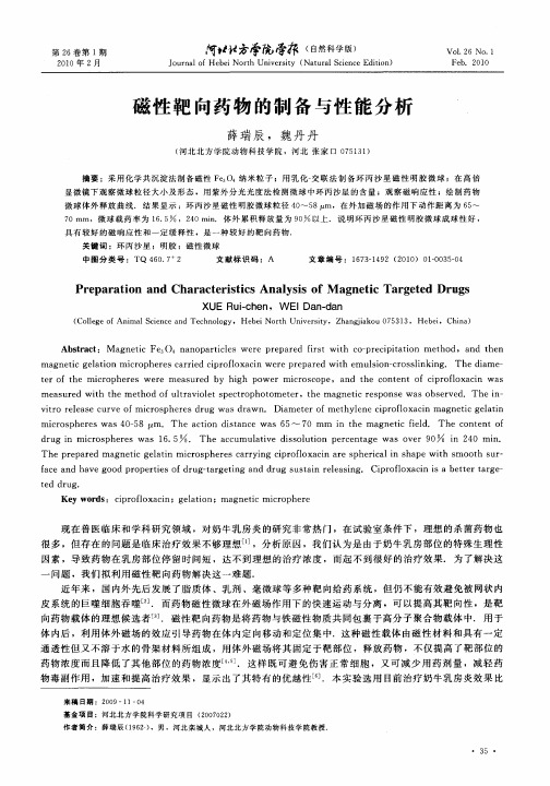 磁性靶向药物的制备与性能分析