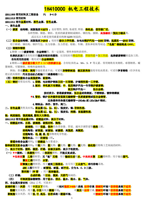 2017年一级建造师机电实务唐琼考试重点要点考点精编整理