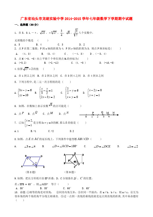 广东省汕头市龙湖实验中学七年级数学下学期期中试题 新人教版