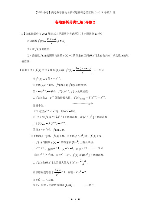 高考数学各地名校试题解析分类汇编(一)3 导数2 理