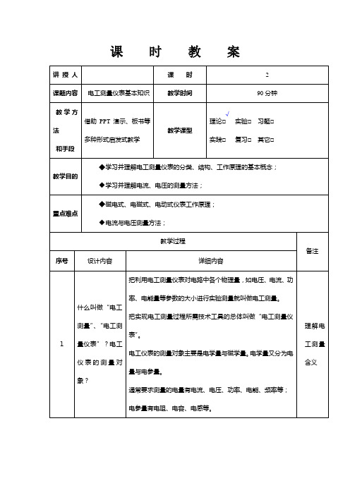 重庆科创职业学院-  电工测量教案