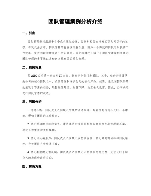 团队管理案例分析介绍