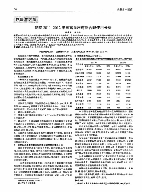 我院2011-2012年抗高血压药物合理使用分析