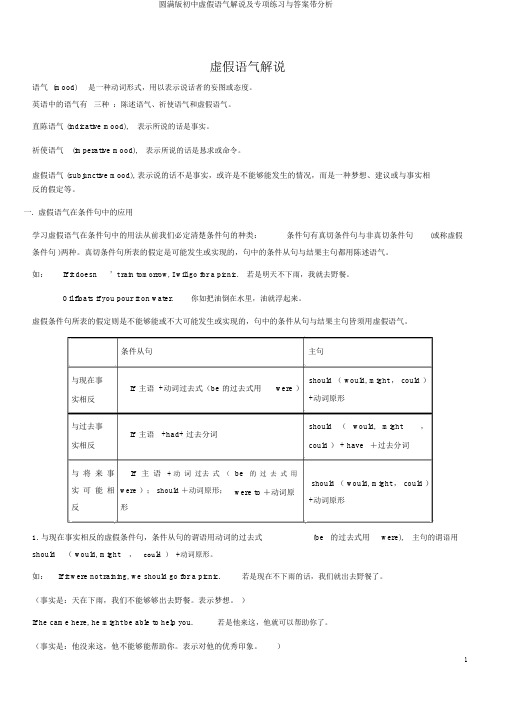 完整版初中虚拟语气讲解及专项练习与答案带解析