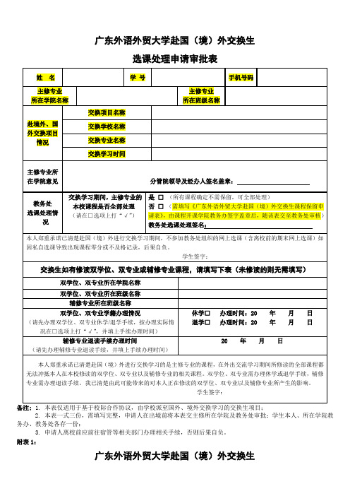 广东外语外贸大学赴国(境)外交换生