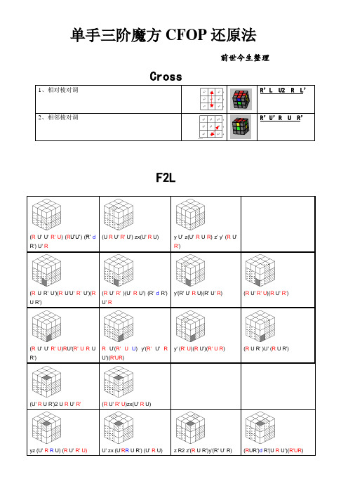 单手三阶魔方CFOP还原法