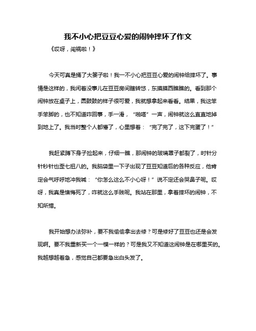 我不小心把豆豆心爱的闹钟摔坏了作文