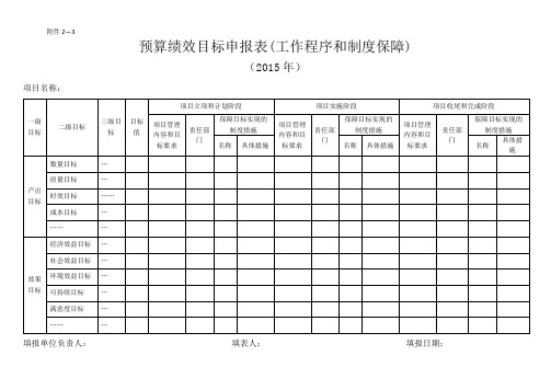 预算绩效目标申报表(工作程序和制度保障)