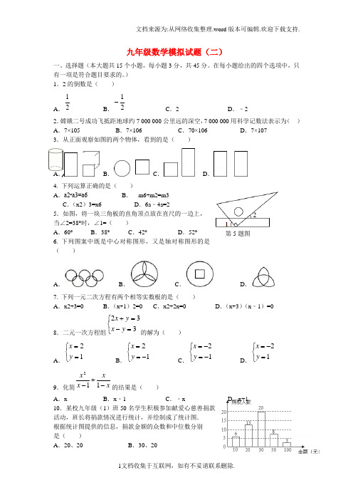 山东省济南市历城区2016届九年级数学二模试题