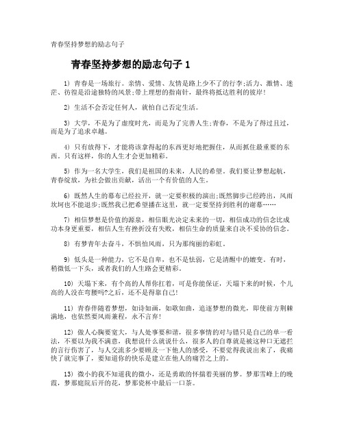 青春坚持梦想的励志句子