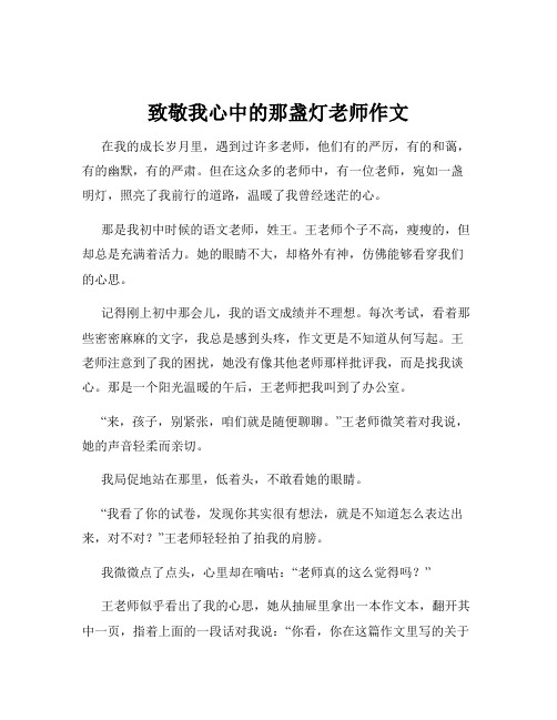 致敬我心中的那盏灯老师作文