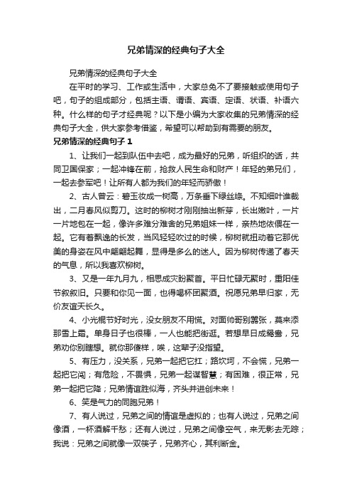 兄弟情深的经典句子大全