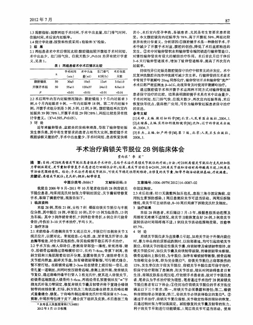 手术治疗肩锁关节脱位28例临床体会