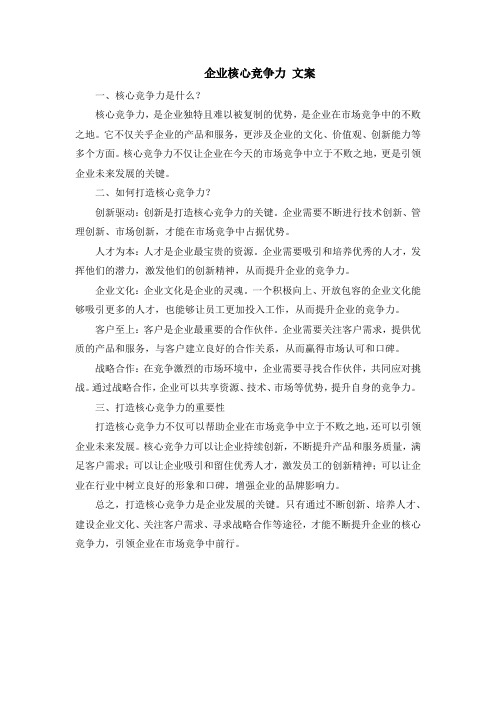 企业核心竞争力 文案