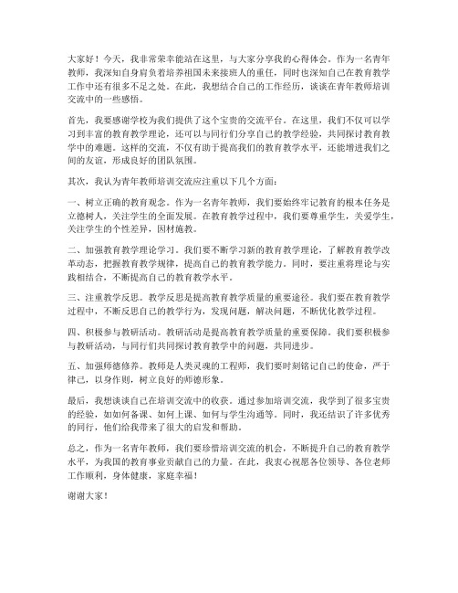 青年教师培训交流发言稿