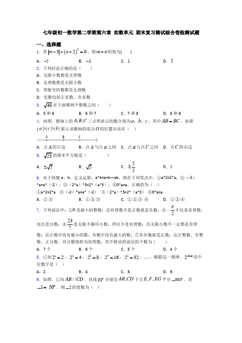 七年级初一数学第二学期第六章 实数单元 期末复习测试综合卷检测试题