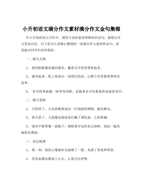 小升初语文满分作文素材满分作文金句集锦