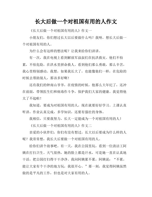 长大后做一个对祖国有用的人作文