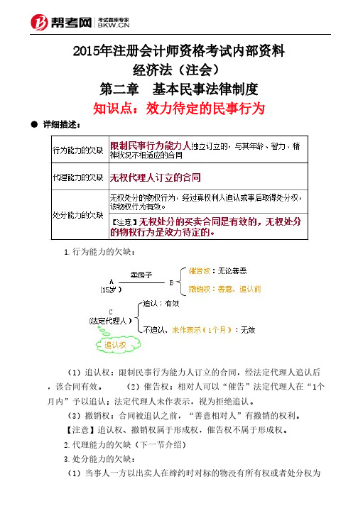 第二章 基本民事法律制度-效力待定的民事行为