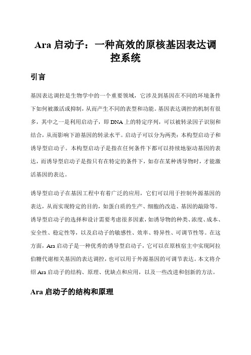 Ara启动子：一种高效的原核基因表达调控系统