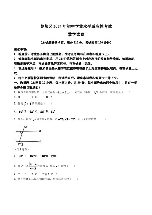 湖北省随州市曾都区2024届九年级下学期中考三模数学试卷(含答案)