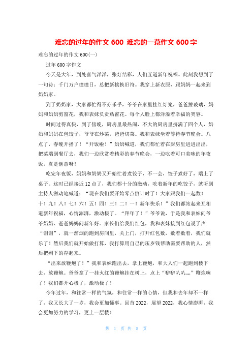 难忘的过年的作文600 难忘的一幕作文600字