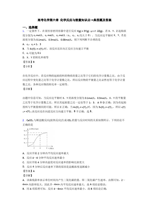 高考化学第六章 化学反应与能量知识点-+典型题及答案