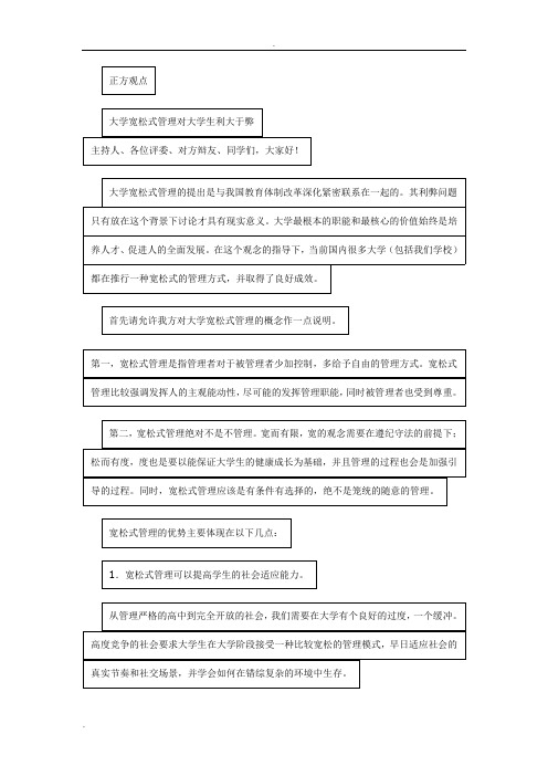 辩论赛：宽松式管理对大学生弊大于利或利大于弊