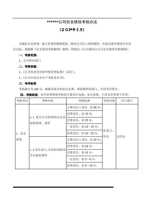 安全绩效考核办法