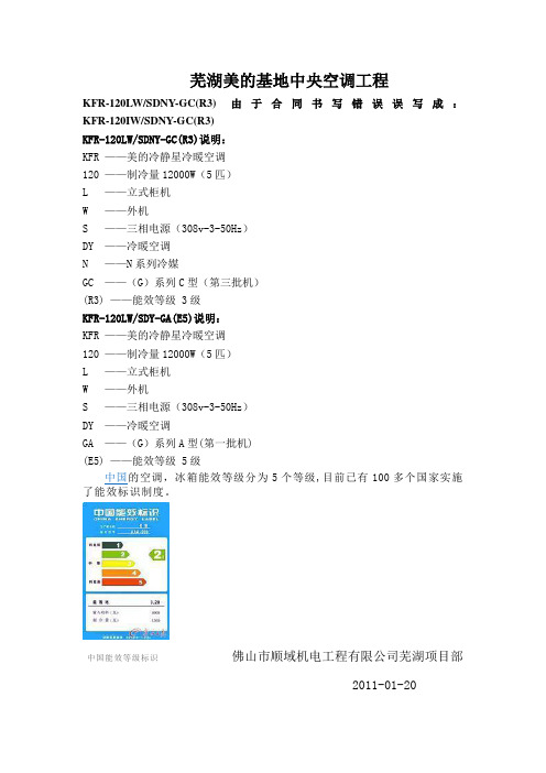 分体空调型号说明