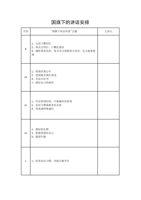 国旗下的讲话讲稿及安排表