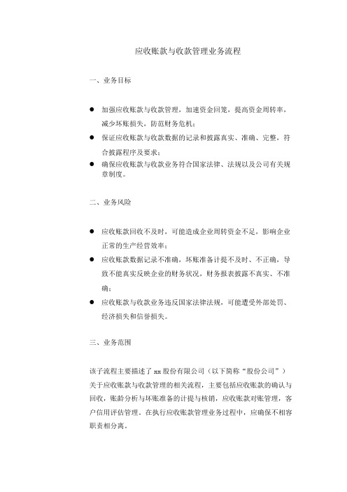 建筑公司应收账款与收款管理业务流程 模版