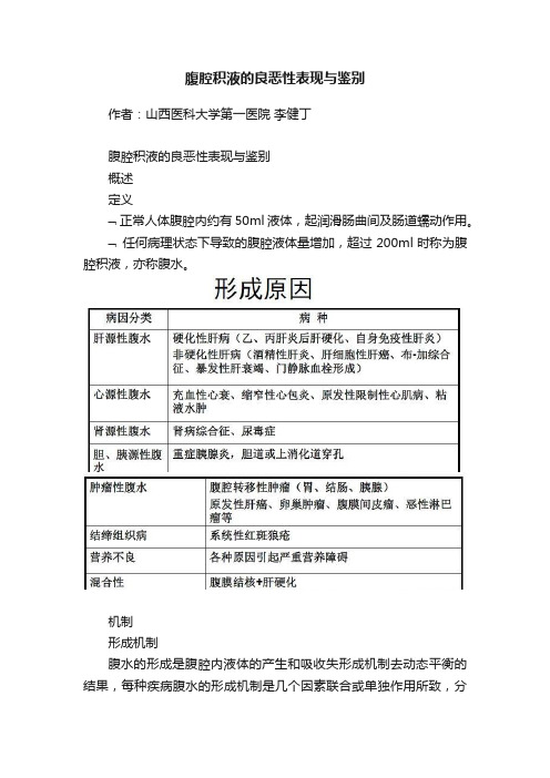 腹腔积液的良恶性表现与鉴别