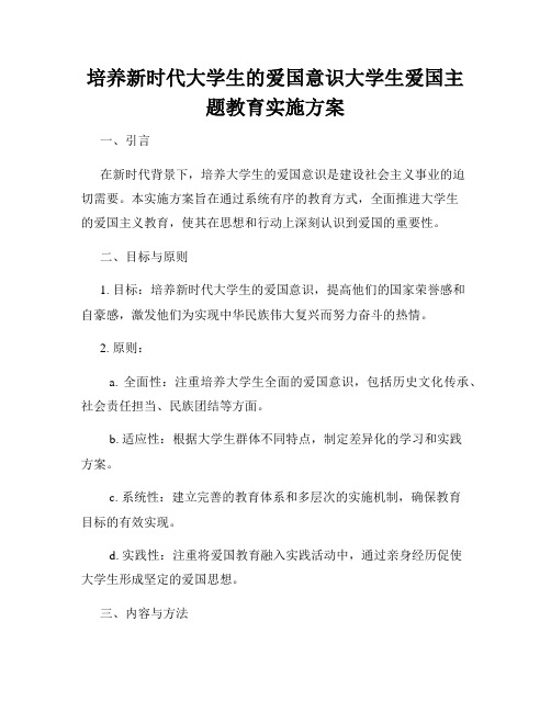 培养新时代大学生的爱国意识大学生爱国主题教育实施方案