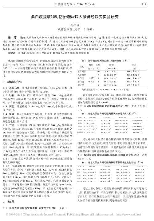 桑白皮提取物对防治糖尿病大鼠神经病变实验研究