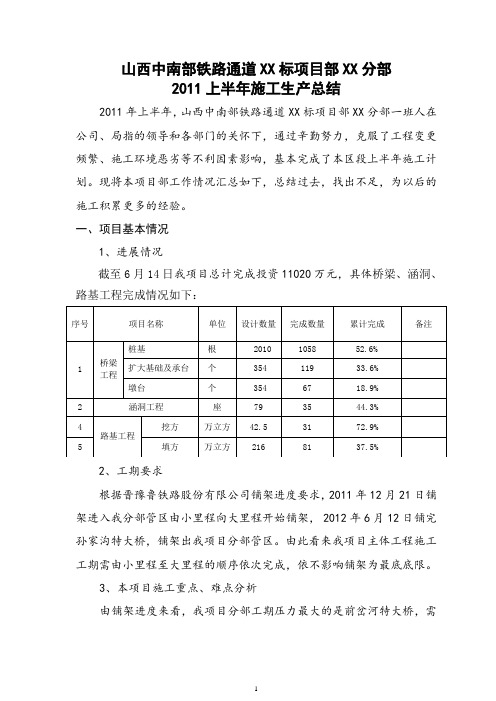 山西中南部铁路通道2011上半年施工生产总结_secret