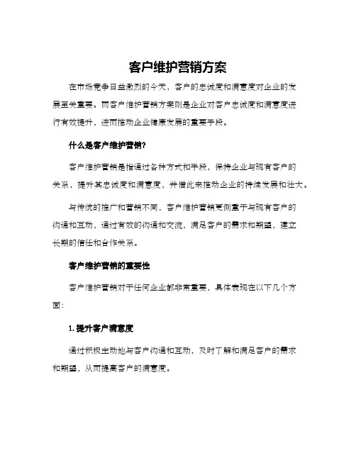 客户维护营销方案