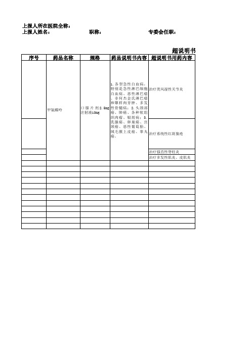 超说明书用药上报表