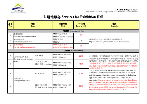 2018上海世博展览馆现场服务报价中英对照-完整版