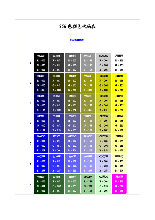 256色颜色代码表.doc