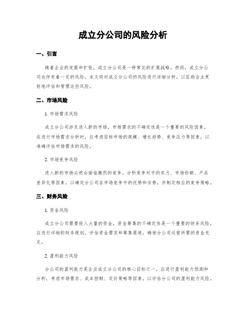 成立分公司的风险分析