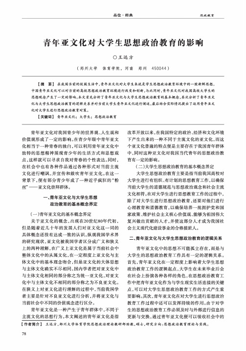 青年亚文化对大学生思想政治教育的影响