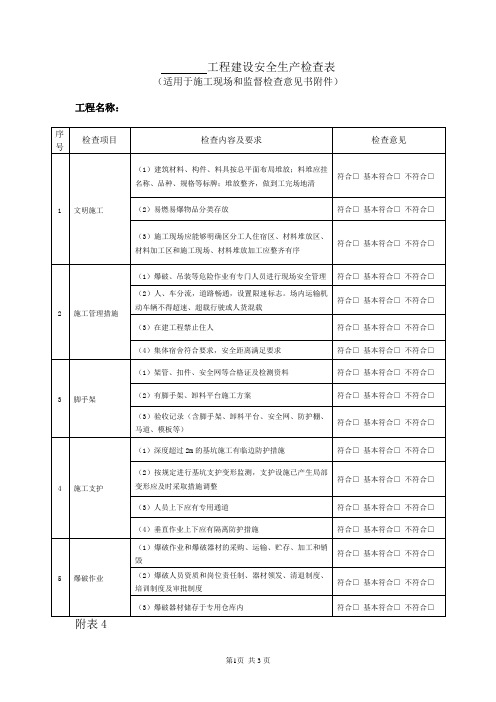 施工现场安全生产检查表