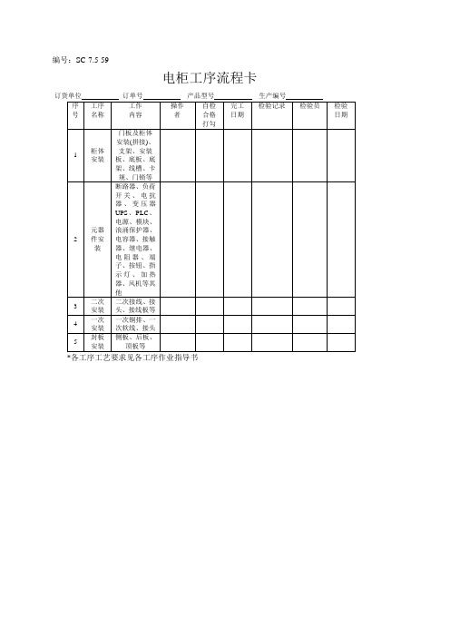 电柜生产流程卡