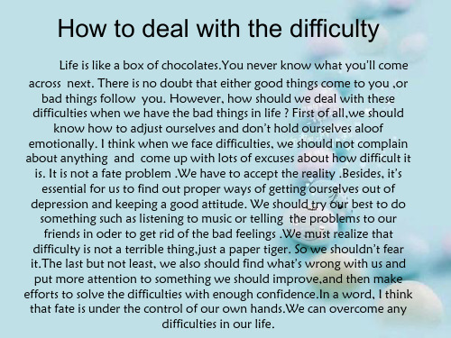 How to deal with the difficulty