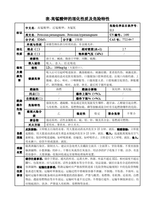 高锰酸钾-理化性质及危险特性