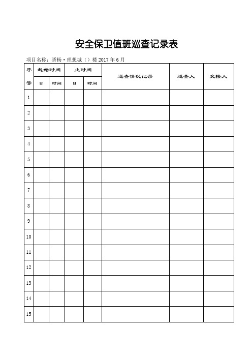 门卫值班巡查记录表