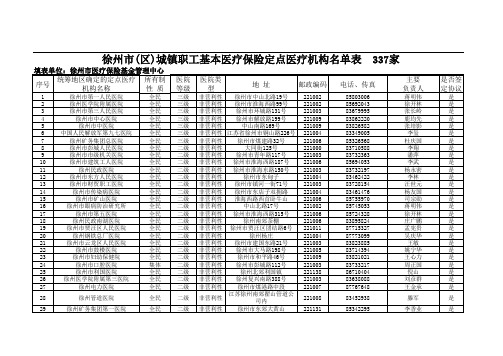 徐州市(区)城镇职工基本医疗保险定点医疗机构名单表