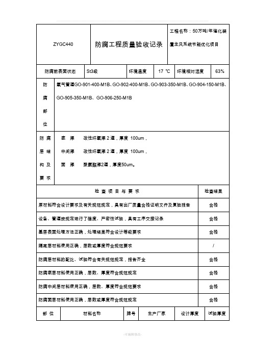 防腐工程质量验收记录